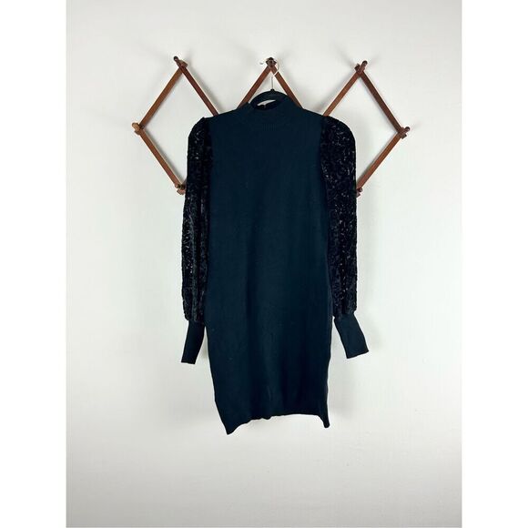FATE Contrast Sleeve Knit Dress Black Size Small EUC T640 - Picture 1 of 7